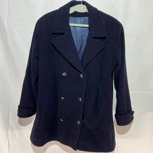 Mallia Wool‎ Double Breasted Peacoat Navy Blue Large